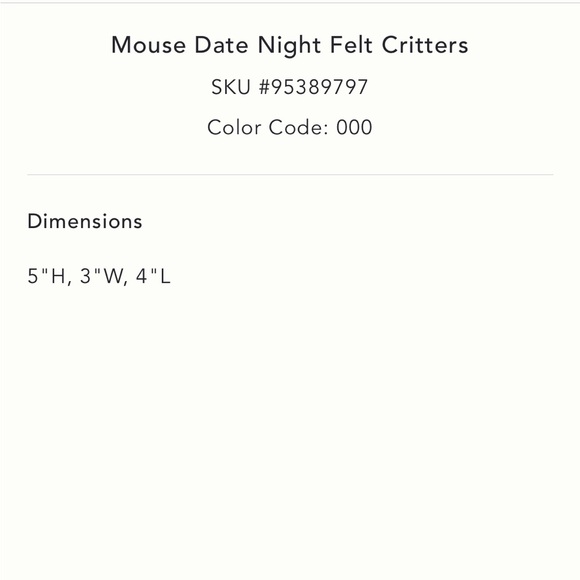 Anthropologie Mice Date Night Valentine’s edition
🔥Price firm no offers🔥 - Picture 4 of 8